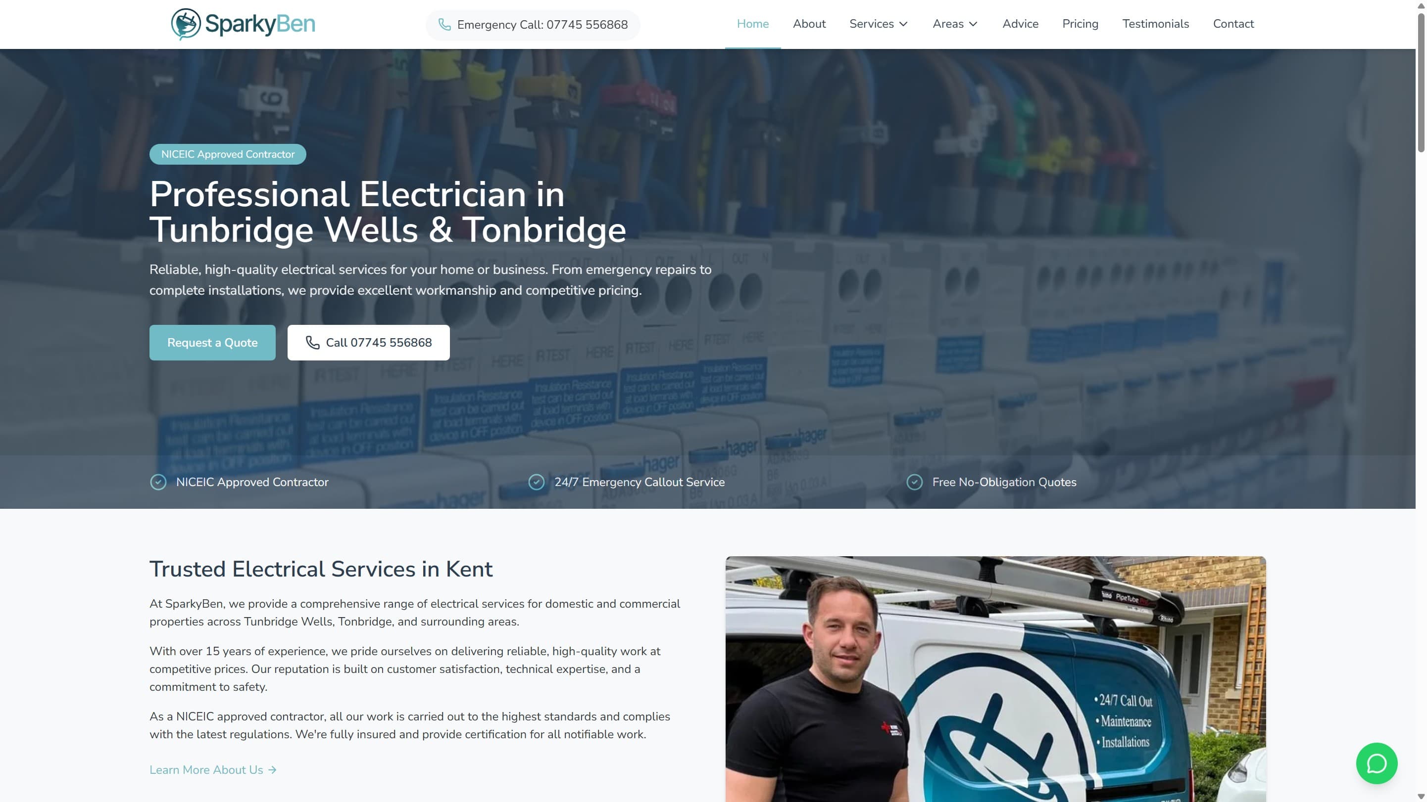 SparkyBen Electrical website designed by Boostkit
