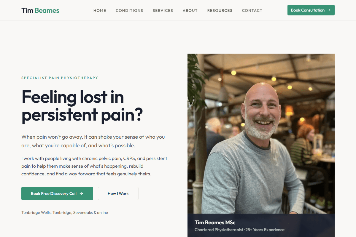 Tim Beames Physiotherapy website