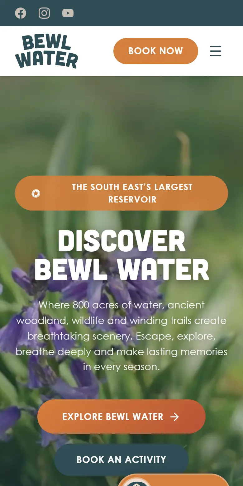 Bewl Water website on a phone