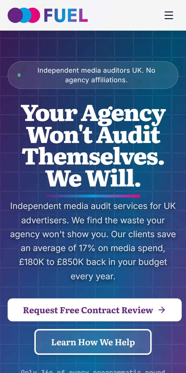 Fuel Media & Marketing Website on a phone