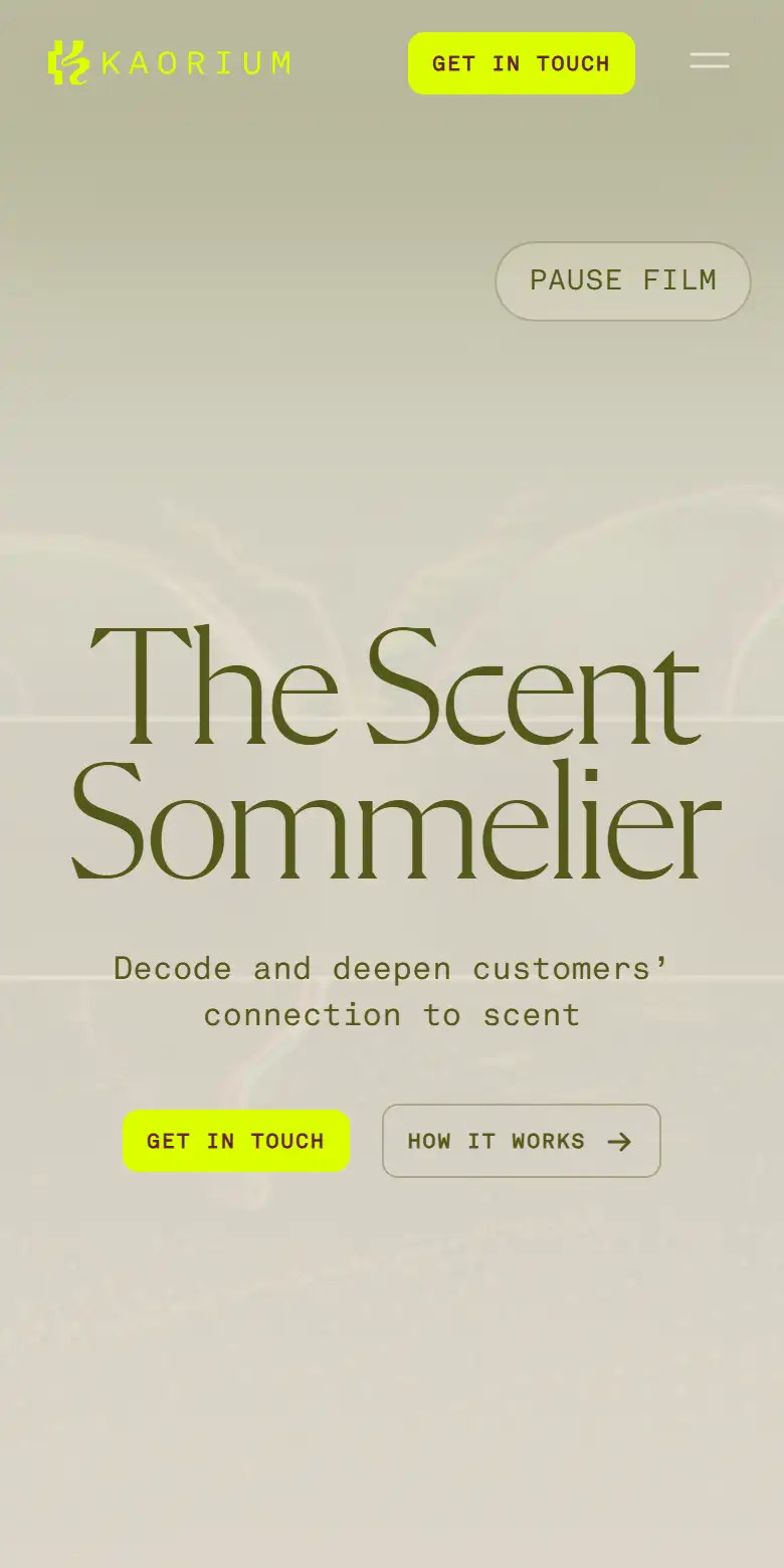 Kaorium website on a phone